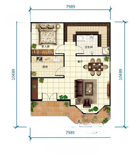 A floor plan of a house with a dining room and living room.