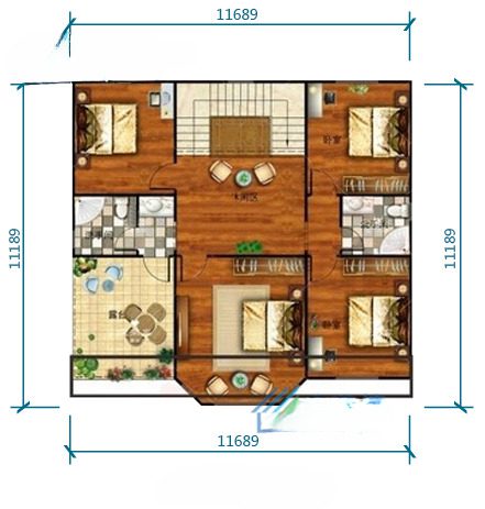 A floor plan of a house with four rooms.