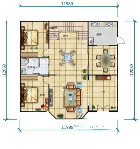 A floor plan of a house with two rooms.