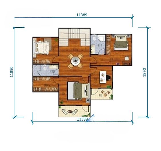 A floor plan of a house with a lot of furniture.