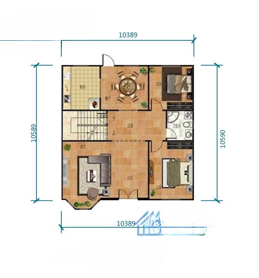 A floor plan of a house with a lot of furniture.