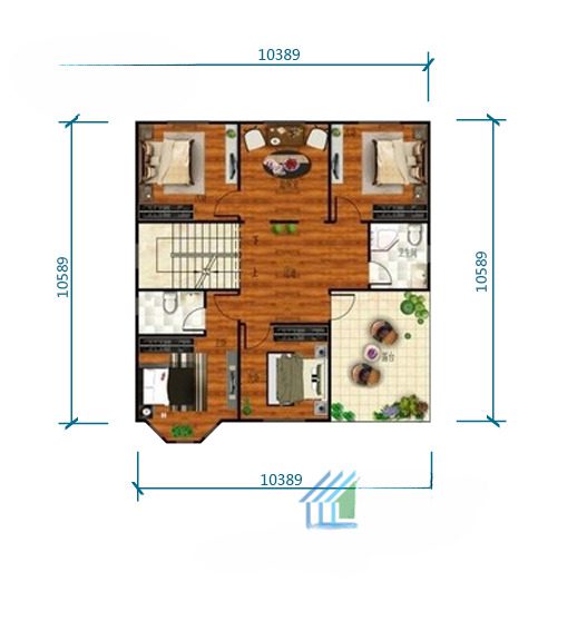 A floor plan of a house with two floors