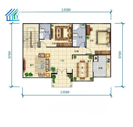 A floor plan of a house with a lot of furniture.