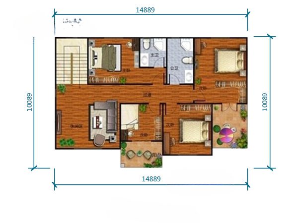 A floor plan of a house with two rooms.