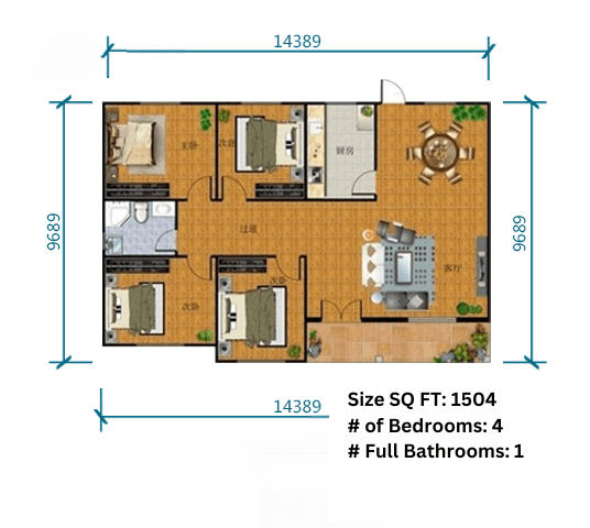 A floor plan of a house with the number 5 0