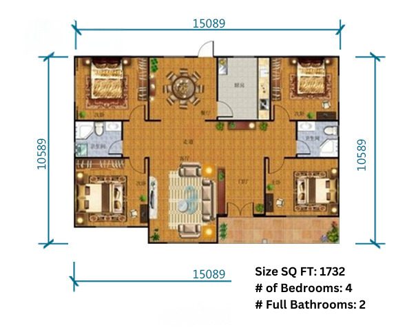 A floor plan of a house with the number 8 on it.