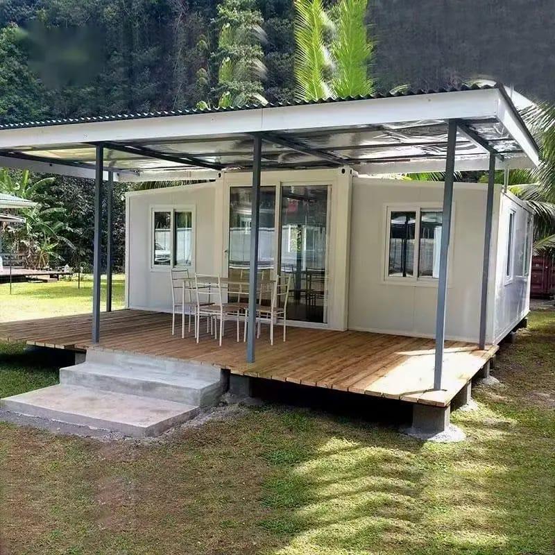 A small house with a porch and patio.