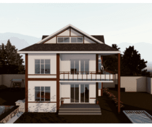 A 3 d rendering of the front view of a house.